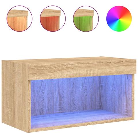 Mobile Porta TV con Luci LED Rovere Sonoma 60x30x30 cm - Foto 1