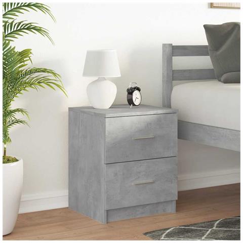 Comodino Con 2 Cassetti Grigio Cemento 40x36x50 Cm - Foto 3