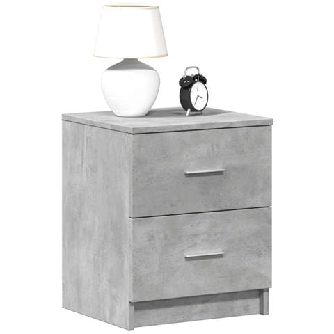 Comodino Con 2 Cassetti Grigio Cemento 40x36x50 Cm - Foto 1