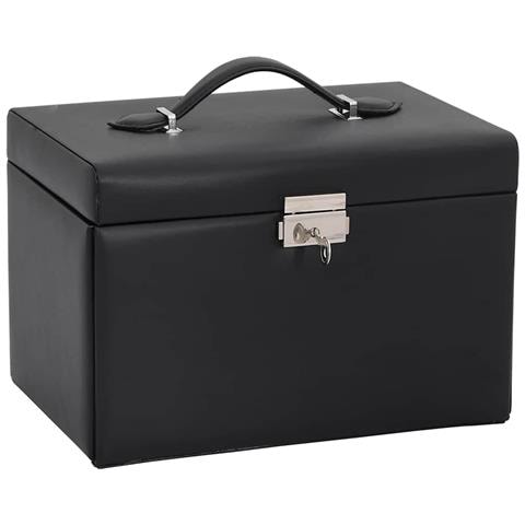 Portagioie A 3 Strati Con Specchio Bloccabile Nero 26x18x17,5cm - Foto 2