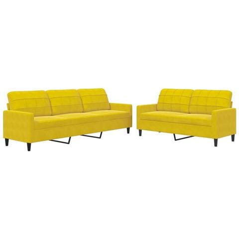 Set Di Divani 2 Pz Con Cuscini Giallo In Velluto - Foto 2