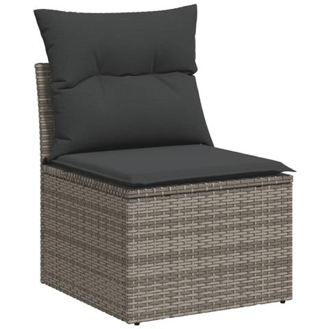 Set Divani Da Giardino 7 Pz Con Cuscini Grigio In Polyrattan - Foto 3