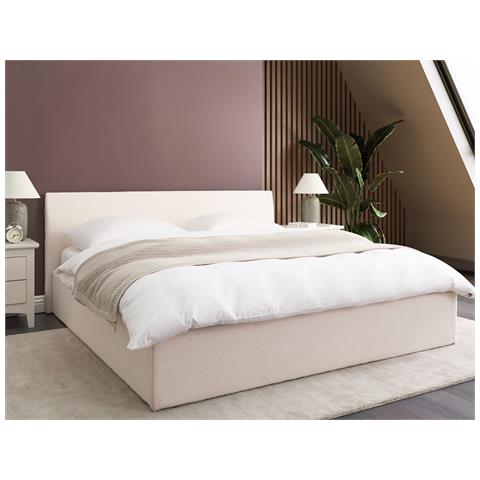Letto Contenitore Bouclé Orbey 180 X 200 Cm Bianco Sporco - Foto 1