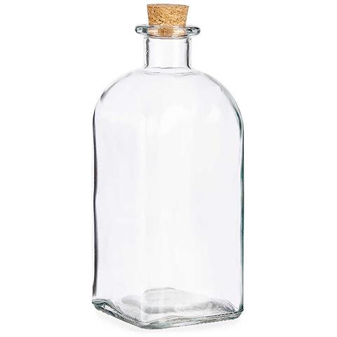 Bottiglia In Vetro 1000ml Tappo Sughero 9x9x22 Cm. Colore Trasparente - Foto 1