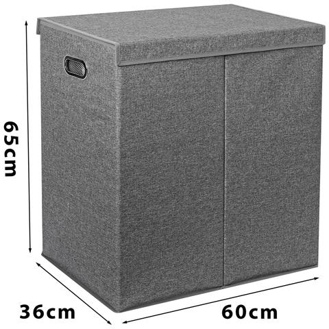 Cesto Portabiancheria Sporca Con Doppio Scomparto Porta Biancheria Manico Metallo - Foto 2