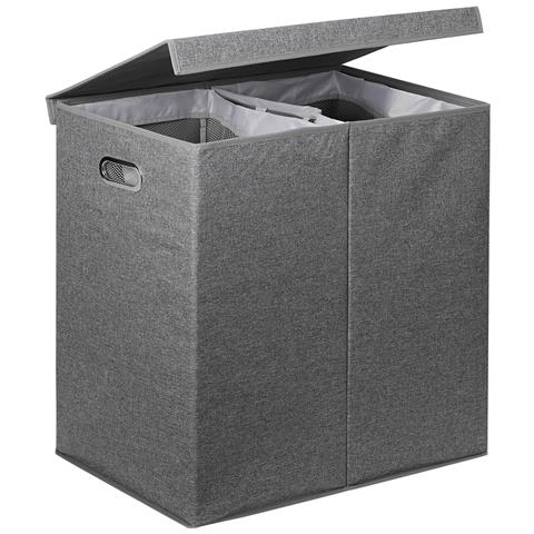 Cesto Portabiancheria Sporca Con Doppio Scomparto Porta Biancheria Manico Metallo - Foto 5