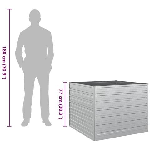 Letto Rialzato Giardino 100x100x77cm In Acciaio Zincato Argento - Foto 7