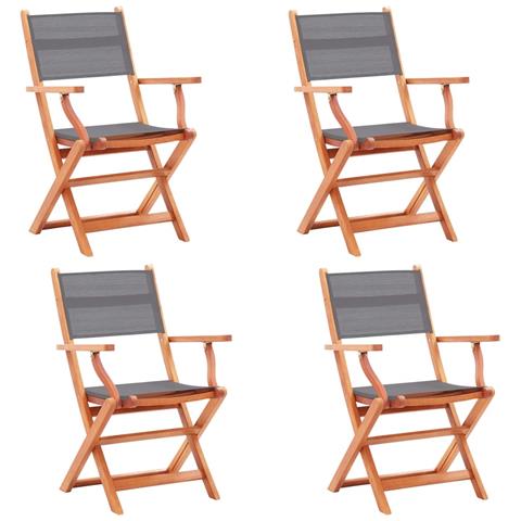 Lusso Casadino -  Sedie Da Giardino Pieghevoli 4 Pz Grigio Eucalipto E Textilene - Foto 2