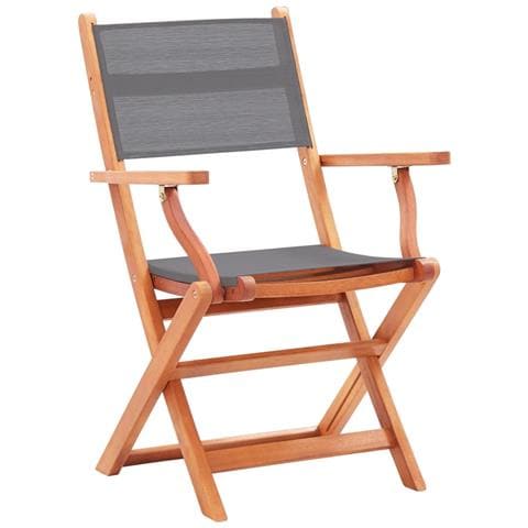 Lusso Casadino -  Sedie Da Giardino Pieghevoli 4 Pz Grigio Eucalipto E Textilene - Foto 1