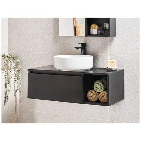Mobile Lavabo A Parete Rupanco 80 Cm Nero - Foto 1