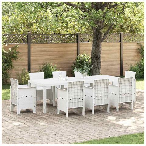 Tavolo da giardino  Bianco 250x100x73 cm in Rattan Sintetico - Foto 2