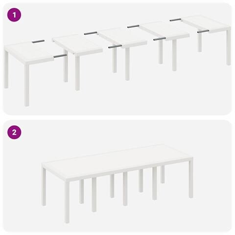 Tavolo da giardino  Bianco 250x100x73 cm in Rattan Sintetico - Foto 9