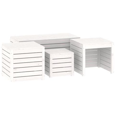 Set Cassette da Giardino 4 pz Bianco in Legno Massello di Pino - Foto 1