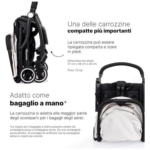 S1 Plus Passeggino - Carico fino a 22 kg - Leggero, regolabile e maneggevole - Passeggino Premium con tecnologia pieghevole con una sola mano - White Sand - Foto 2