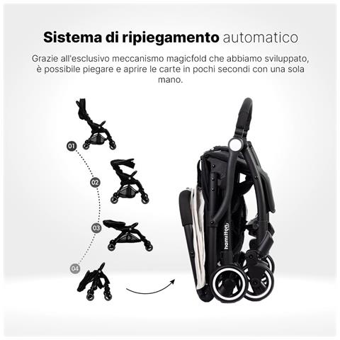 S1 Plus Passeggino - Carico fino a 22 kg - Leggero, regolabile e maneggevole - Passeggino Premium con tecnologia pieghevole con una sola mano - White Sand - Foto 6
