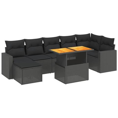 Set Divani da Giardino con Cuscini 8 pz Nero in Polyrattan - Foto 1