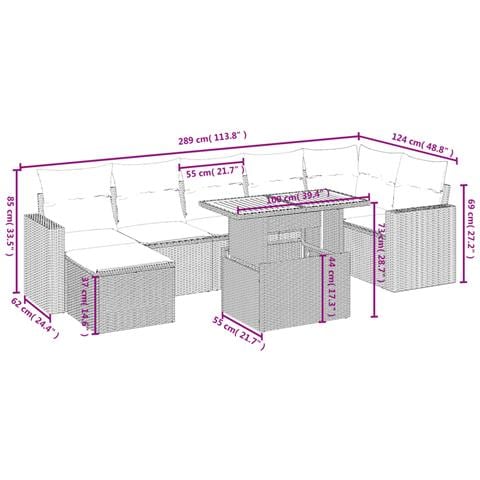 Set Divani da Giardino con Cuscini 8 pz Nero in Polyrattan - Foto 4