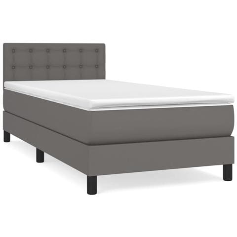 Giroletto a Molle con Materasso Grigio 90x190 cm in Similpelle - Foto 1