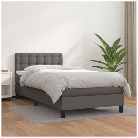 Giroletto a Molle con Materasso Grigio 90x190 cm in Similpelle - Foto 2