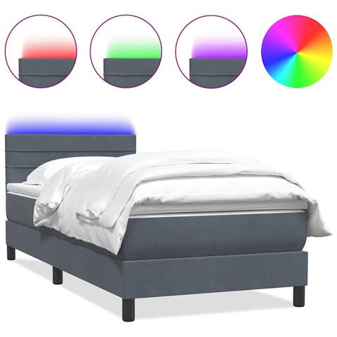 Giroletto a Molle con Materasso Grigio Scuro 80x210 cm Velluto - Foto 1