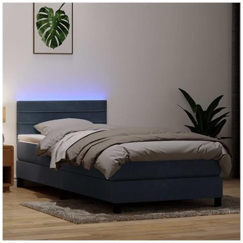 Giroletto a Molle con Materasso Grigio Scuro 80x210 cm Velluto - Foto 2