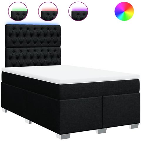 Giroletto a Molle con Materasso Nero 120x190 cm in Tessuto - Foto 1