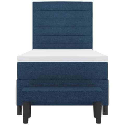 Letto a Box Spring con Materasso e Panchina Blu 80x200 cm Tessuto - Foto 9