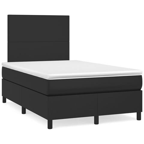 Letto a Molle con Materasso e LED Nero 120x190 cm in Similpelle - Foto 2
