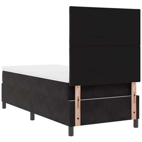 Letto a Molle con Materasso Nero Singolo Velluto - Foto 9