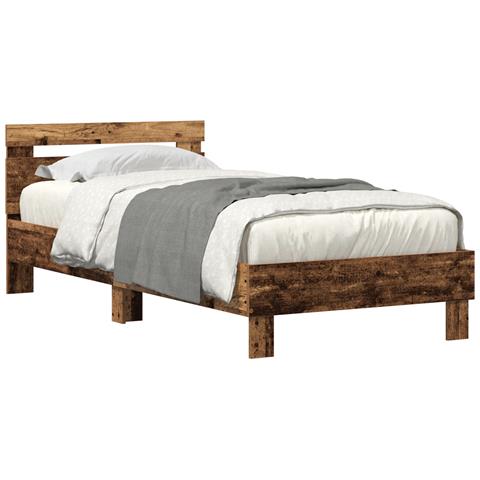 Struttura del letto con luci LED Legno vecchio 75x190 cm Legno ingegnerizzato - Foto 1