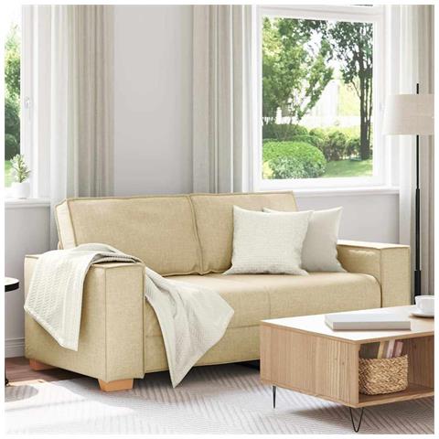 Divano a 2 posti Crema 140 cm Tessuto - Foto 2