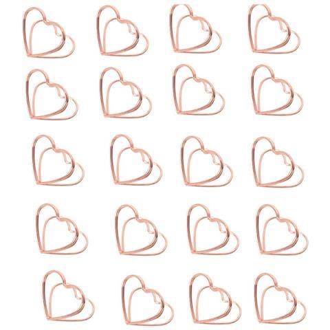 Set Di 20 Porta Biglietti Da Visita A Forma Di Cuore Per Promemoria, Foto E Segnaposto Pinkgold - Foto 1