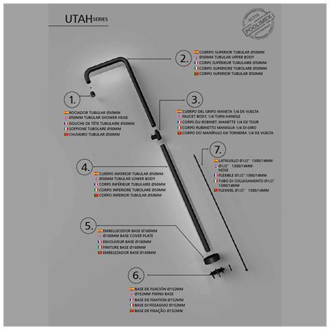 Imex Doccia Piscina In Acciaio Inossidabile 316 Finitura Nero Opaco Spessore Barra Ø 50mm E Diffusore Anticalcare Ø 50mm Modello Niagara - Foto 6