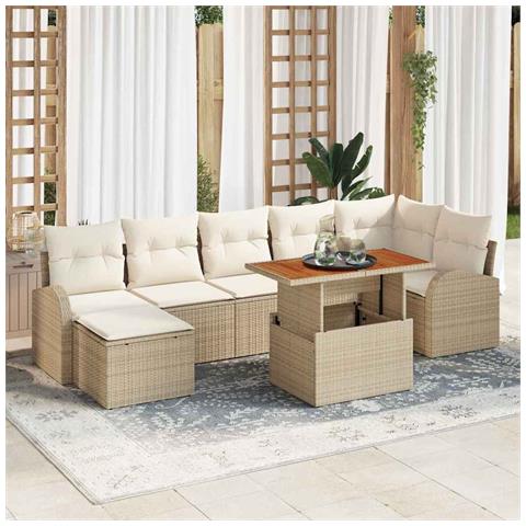 Set Divano da Giardino 8 pcs Beige Poly Rattan - Foto 2