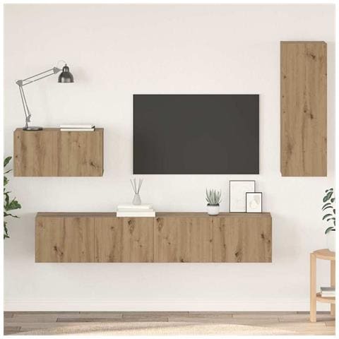 Mobile TV da Parete 4 pcs rovere artigianale 200 x 30 x 30 cm - Foto 2