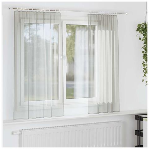 Tende in Voile con Tasche per Aste 2 pz Grigio Chiaro - Foto 2