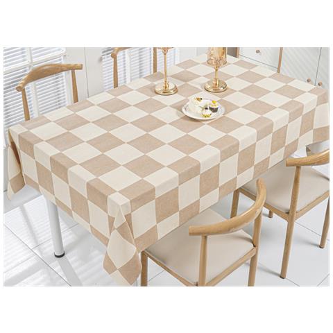 Tovaglia Antimacchia Pvc Proteggi Tavolo Maniva Glitter Quadri 100x140 D9 Tortora - Foto 1