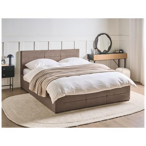Letto Contenitore Bouclé Massognes 160 X 200 Cm Tortora - Foto 1