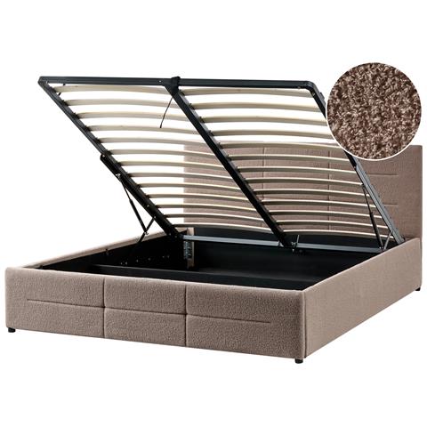Letto Contenitore Bouclé Massognes 160 X 200 Cm Tortora - Foto 2