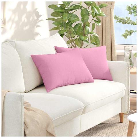 Cuscini da Divano 2 pcs Rosa 60 x 40 cm Tessuto - Foto 2