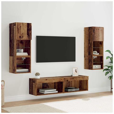 Unità TV da Parete 6 pcs Legno vecchio Legno multistrato - Foto 2