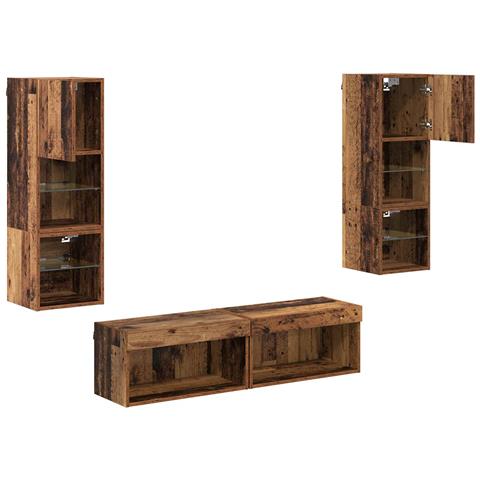 Unità TV da Parete 6 pcs Legno vecchio Legno multistrato - Foto 9