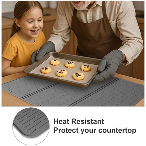 Tappetino Pieghevole In Silicone Per Piano Cottura 70x50cm - Protezione Termoresistente E Antiscivolo Per La Cucina Grey - Foto 7