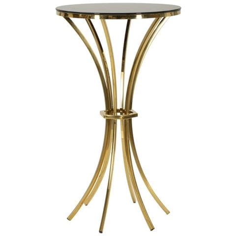 Tavolo Bar Shanty In Vetro E Ferro Oro E Nero Ø60x108 Cm - Foto 1