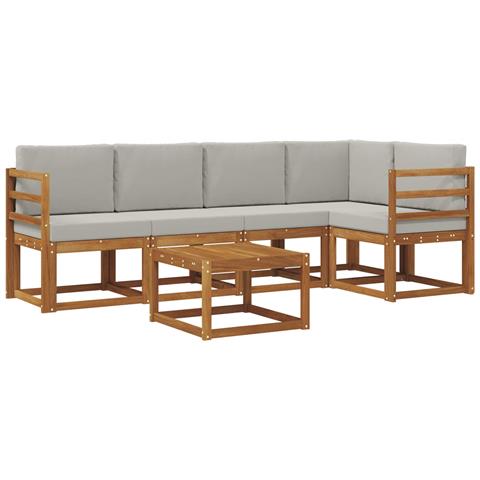 Set di divani da esterno 6 pcs Grigio Naturale e Chiaro - Foto 1