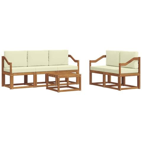 Set di divani da esterno con cuscino 6 pcs Naturale e Crema - Foto 1