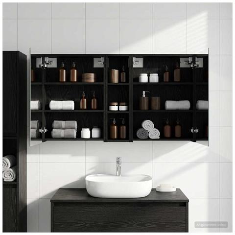 Set di Armadi da Bagno con lo scaffale 3 pcs 120 x 14,5 x 70 cm - Foto 2