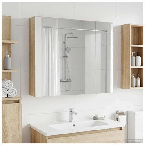 Mobiletto per specchio da bagno Rovere Sonoma 80 x 14.5 x 70 cm - Foto 2