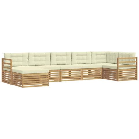 Set di divani da esterno con cuscino 7 pcs Bianco e Crema - Foto 1