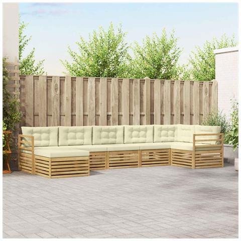 Set di divani da esterno con cuscino 7 pcs Bianco e Crema - Foto 2